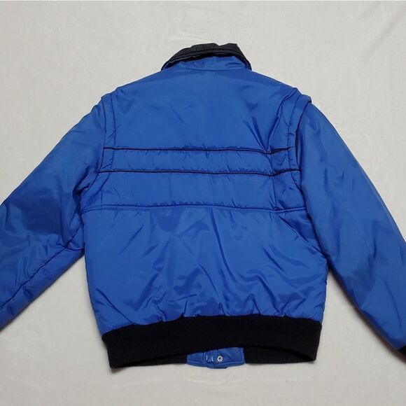 Vintage 1980s Arctic Blue Full-zip Removable Sleeve Puffer Snow Ski Jacket M - Picture 6 of 12